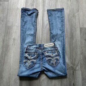 Y2K Rock Revival Blue Embroidered lowrise Bootcut Jeans Women's 23 Rock Revival